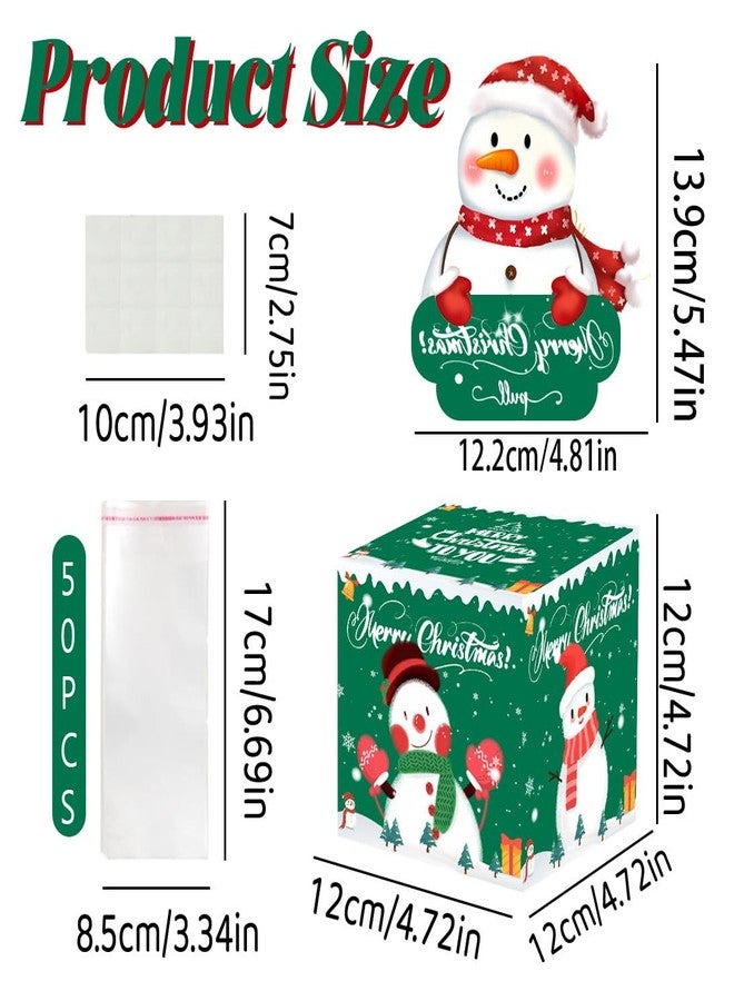 Mivofun DIY Christmas Money Box for Cash Gift Pull, Creative Surprise Cash Holders with 50Pcs Transparent Bags, Holiday Gift Presentation for Funny Xmas Party Favors (Green Snowman) - Image 2